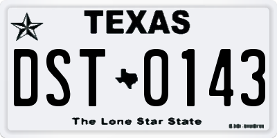TX license plate DST0143