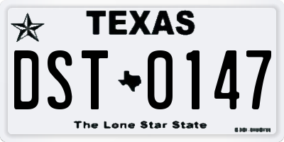 TX license plate DST0147