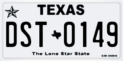 TX license plate DST0149