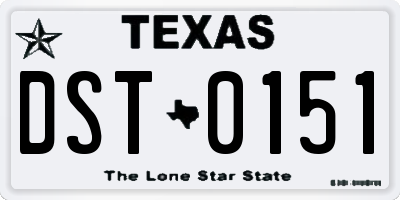 TX license plate DST0151