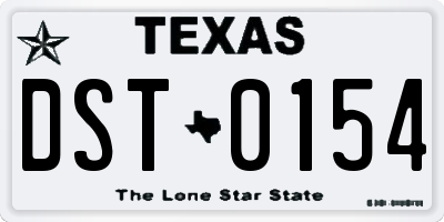 TX license plate DST0154