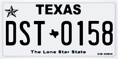 TX license plate DST0158