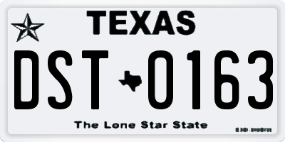 TX license plate DST0163