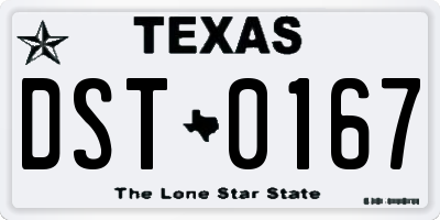 TX license plate DST0167