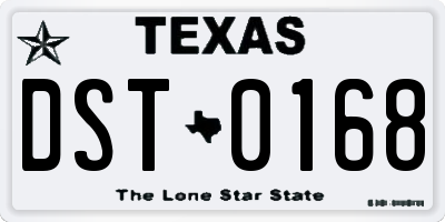 TX license plate DST0168