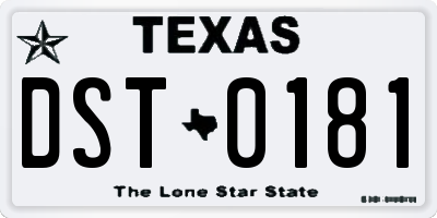 TX license plate DST0181