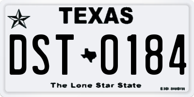 TX license plate DST0184
