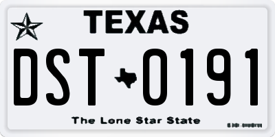 TX license plate DST0191