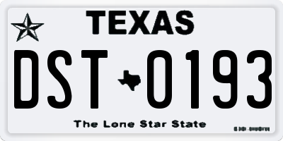 TX license plate DST0193