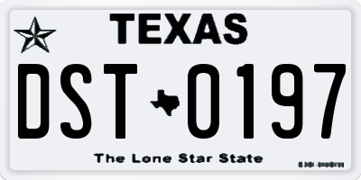 TX license plate DST0197
