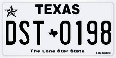 TX license plate DST0198