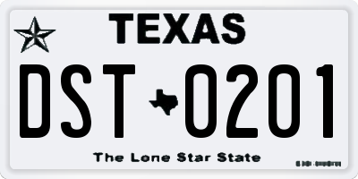 TX license plate DST0201