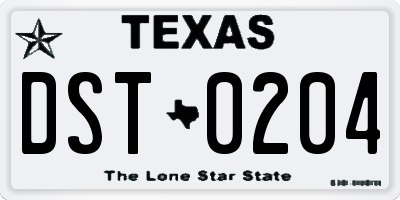 TX license plate DST0204