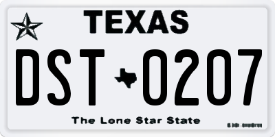TX license plate DST0207