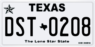TX license plate DST0208