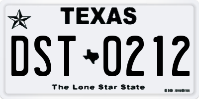 TX license plate DST0212