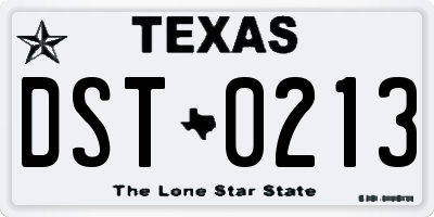 TX license plate DST0213