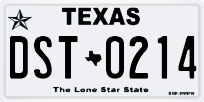 TX license plate DST0214