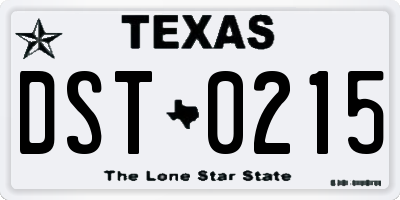 TX license plate DST0215