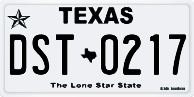 TX license plate DST0217