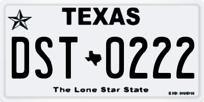 TX license plate DST0222