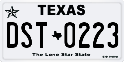 TX license plate DST0223