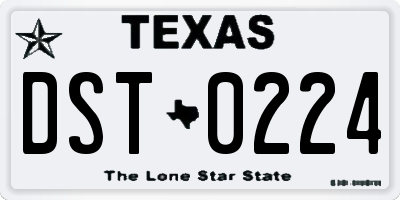 TX license plate DST0224
