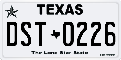 TX license plate DST0226