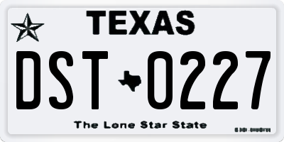 TX license plate DST0227