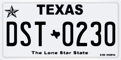 TX license plate DST0230