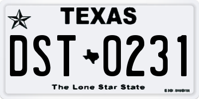 TX license plate DST0231