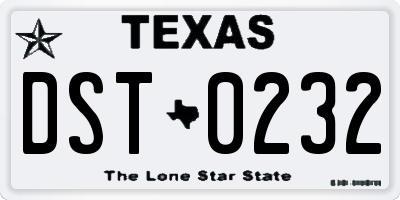 TX license plate DST0232