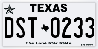 TX license plate DST0233