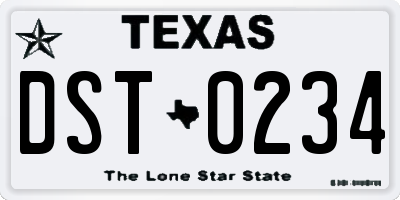 TX license plate DST0234