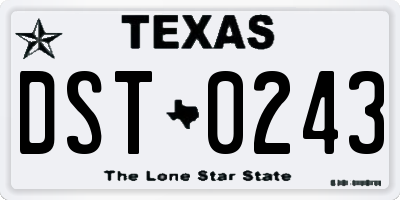 TX license plate DST0243