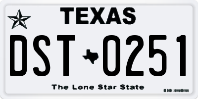 TX license plate DST0251
