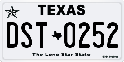 TX license plate DST0252