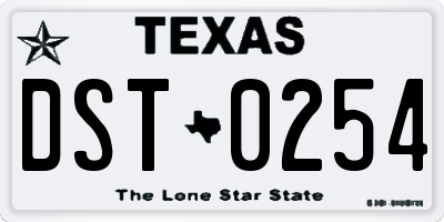 TX license plate DST0254