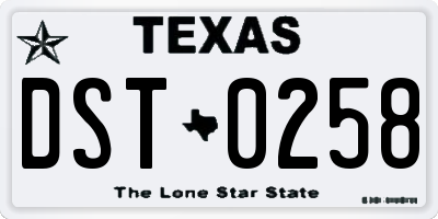 TX license plate DST0258