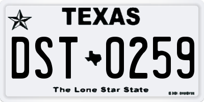 TX license plate DST0259