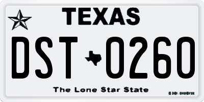 TX license plate DST0260