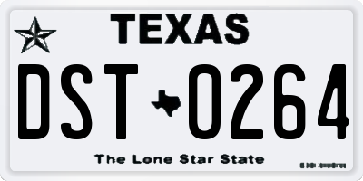 TX license plate DST0264
