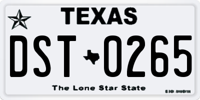 TX license plate DST0265