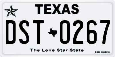 TX license plate DST0267