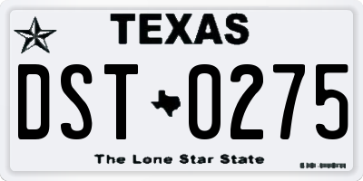 TX license plate DST0275