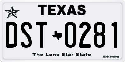 TX license plate DST0281