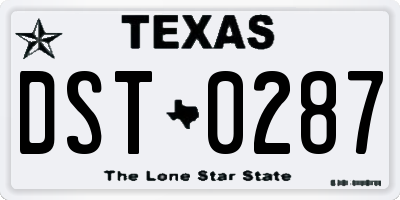 TX license plate DST0287