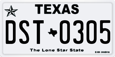 TX license plate DST0305
