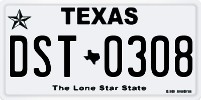 TX license plate DST0308