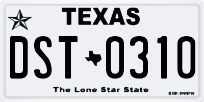 TX license plate DST0310